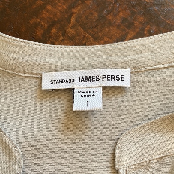james Perse Split Neck Popover Blouse Beige Size Small - Picture 9 of 13